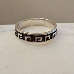 Vintage Sterling Silver Oxidized Greek Key Band Ring Size 11.5